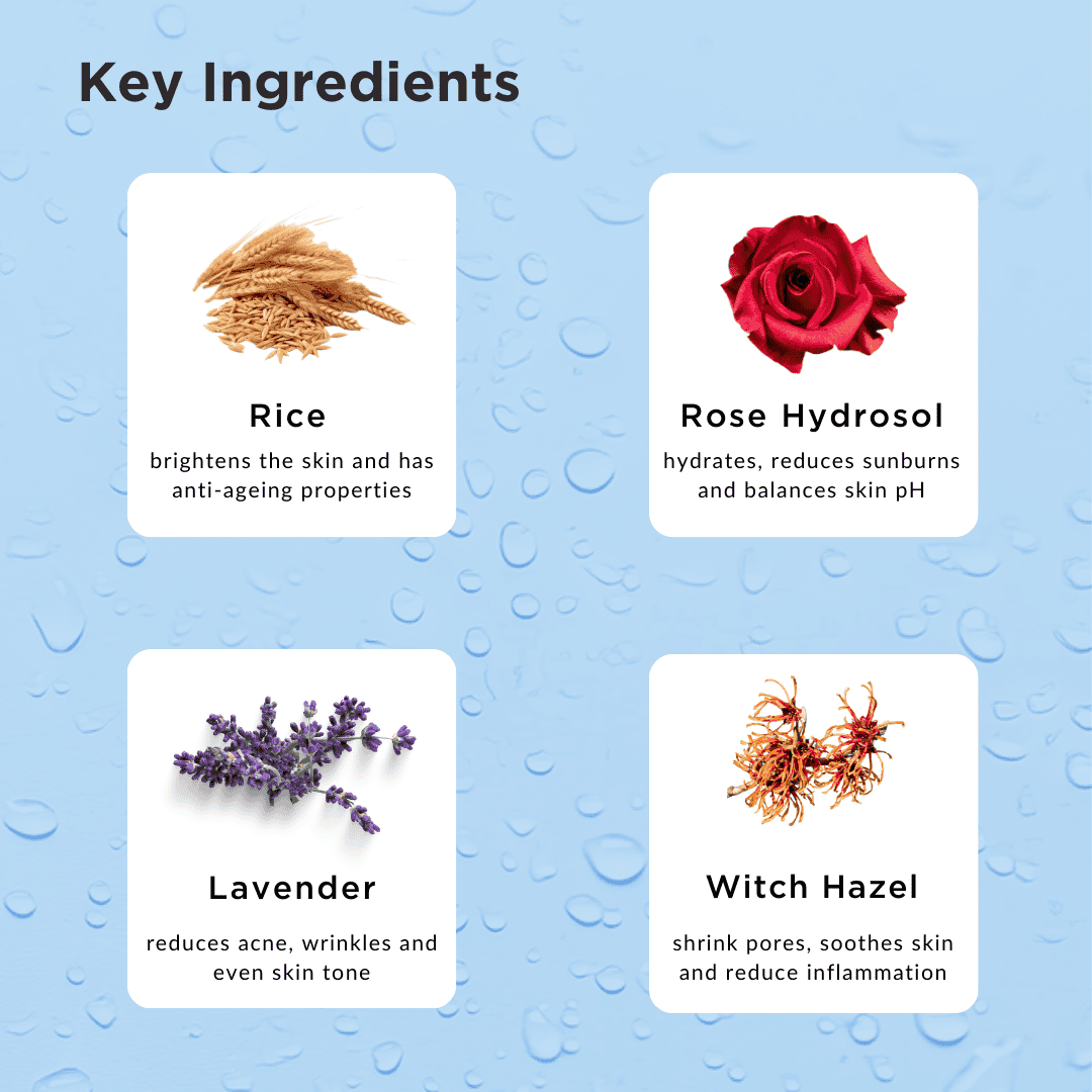 ricekraft korean rice water toner with rose water and witch hazel